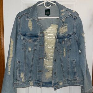 Light Blue Distressed Jean Jacket